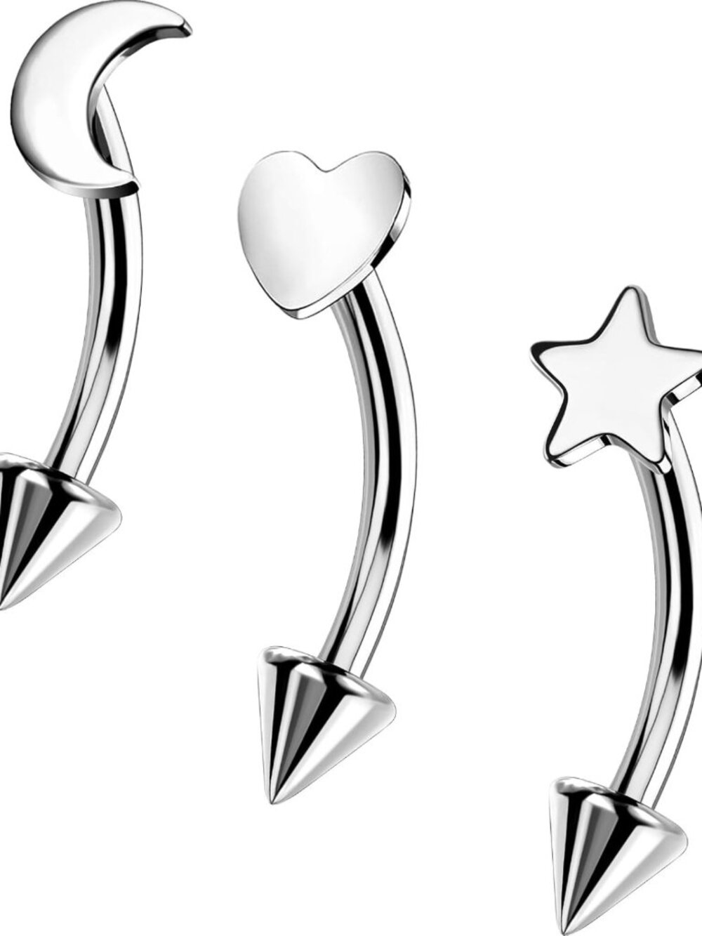 Solid Titanium Rook Piercing Jewelry, Heart Labret Lip Rings, 16G Curved